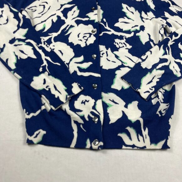 Lands End Womens Cardigan Sweater Floral Button Down Classic Preppy Cotton PM - Picture 2 of 9